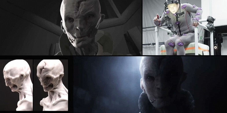 Processo de criação do Líder Supremo Snoke: protótipos e captura de movimentos com Andy Serkins Fonte: Screen Rant